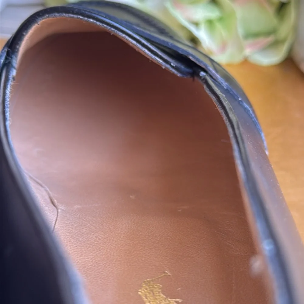 Ralph Lauren Made in Italy Heeled Penny Loafer in Black Leather - Picture 13 of 16